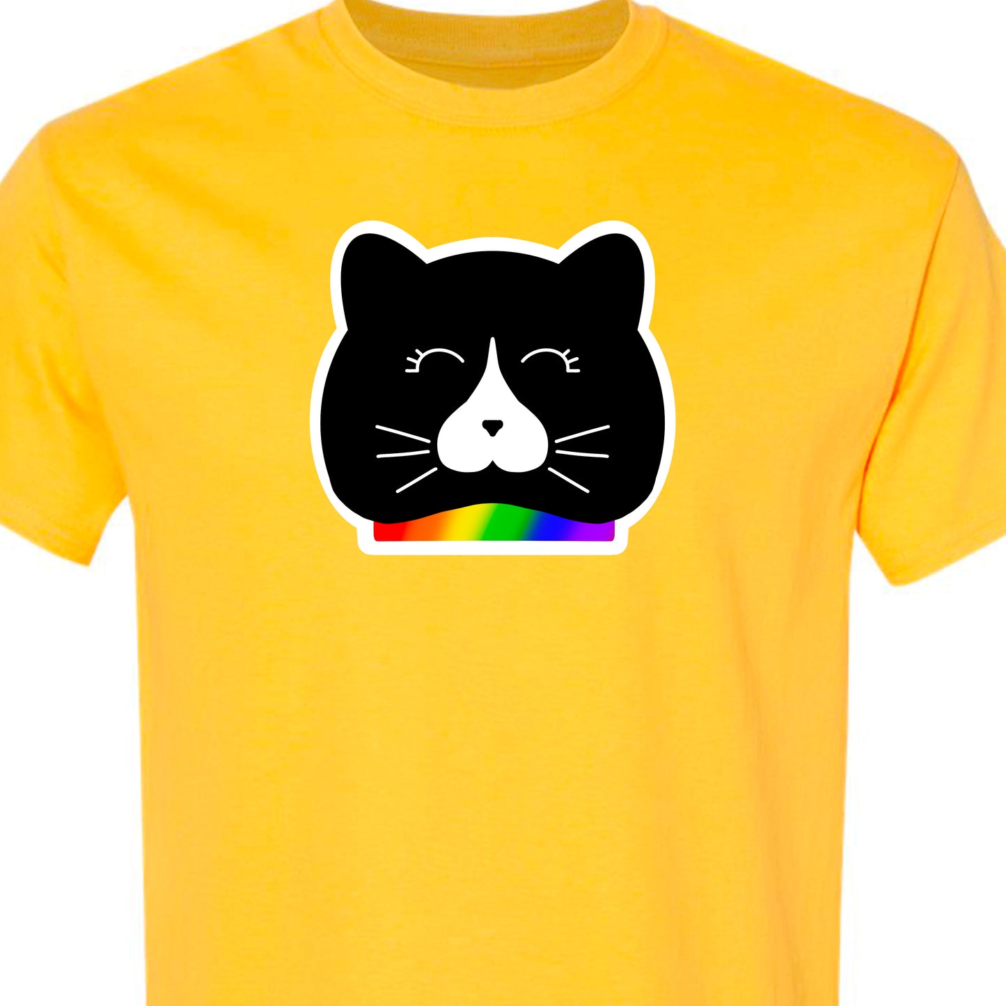Rainbow Tuxedo Cat Short Sleeved TShirt