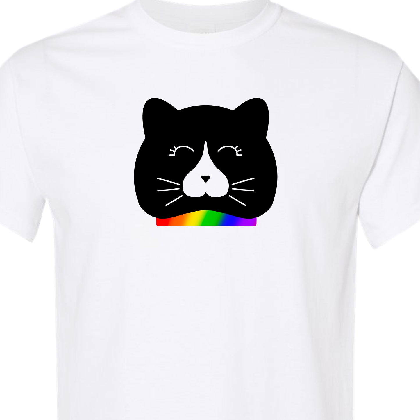 Rainbow Tuxedo Cat Short Sleeved TShirt